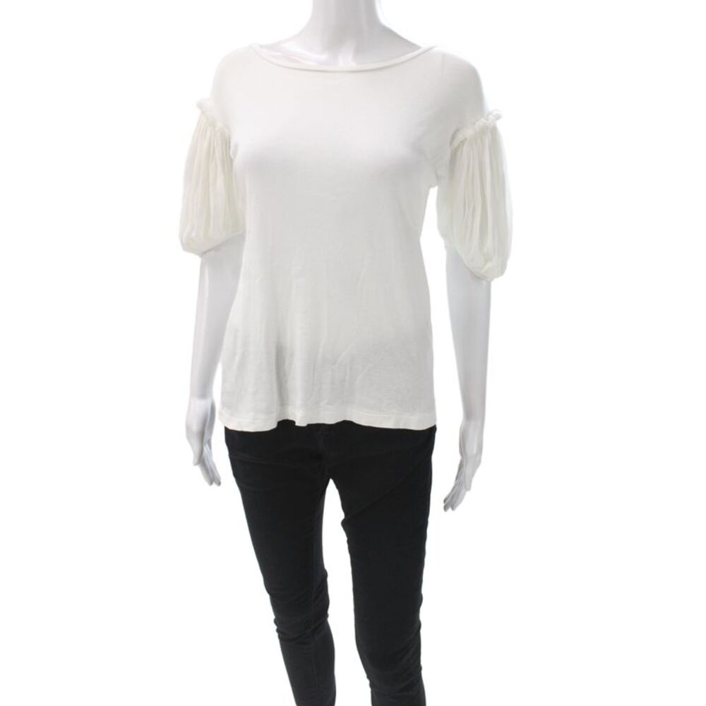 Antipast Womens White Cotton Jersey Boat Neck Short Sleeve Top Size S